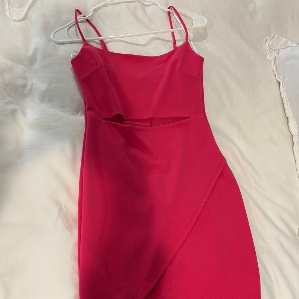 Lulus hot pink body con minidress with cutout